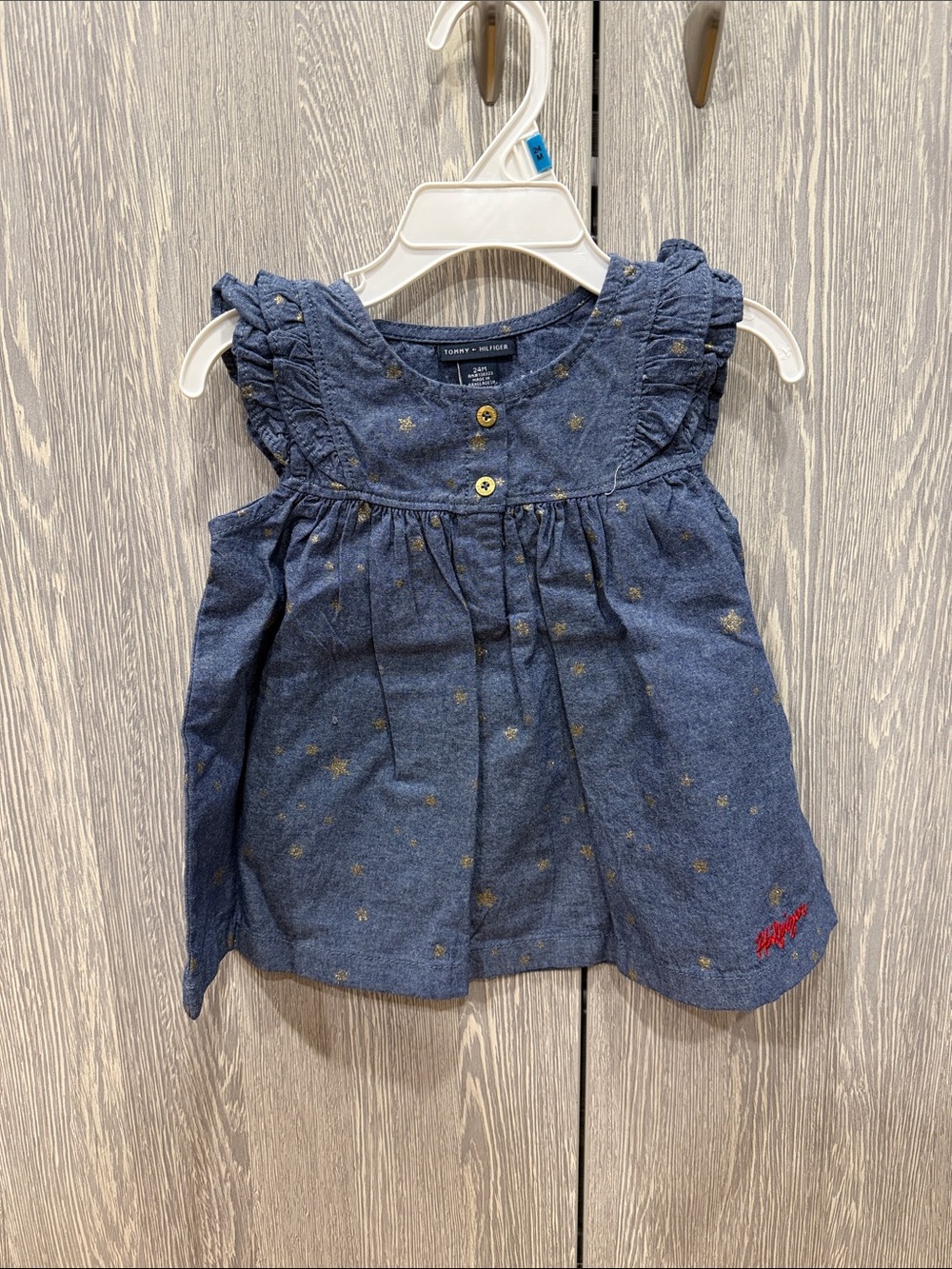 NWT - Tommy Hilfiger Navy Blue Gold Star Ruffle-Sleeve Tank Top (TOP ONLY)